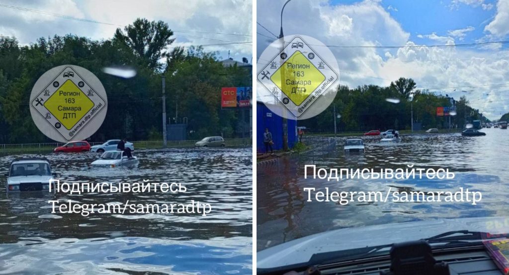 В Кировском районе Самары после ливня откачивают воду с затопленных улиц