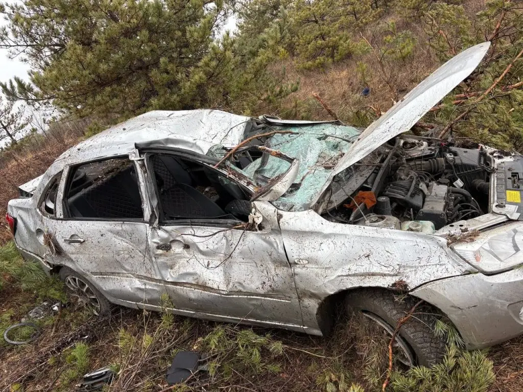 В Самарской области автомобиль перевернулся в кювет, в результате чего двое людей получили травмы