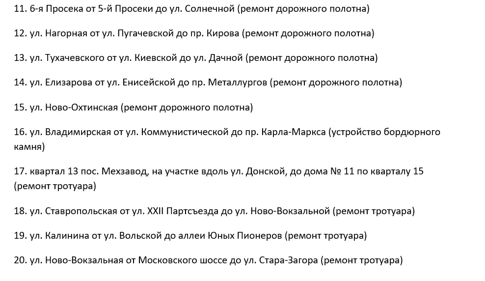 Власти представили перечень улиц, которые будут отремонтированы в Самаре в 2026 году