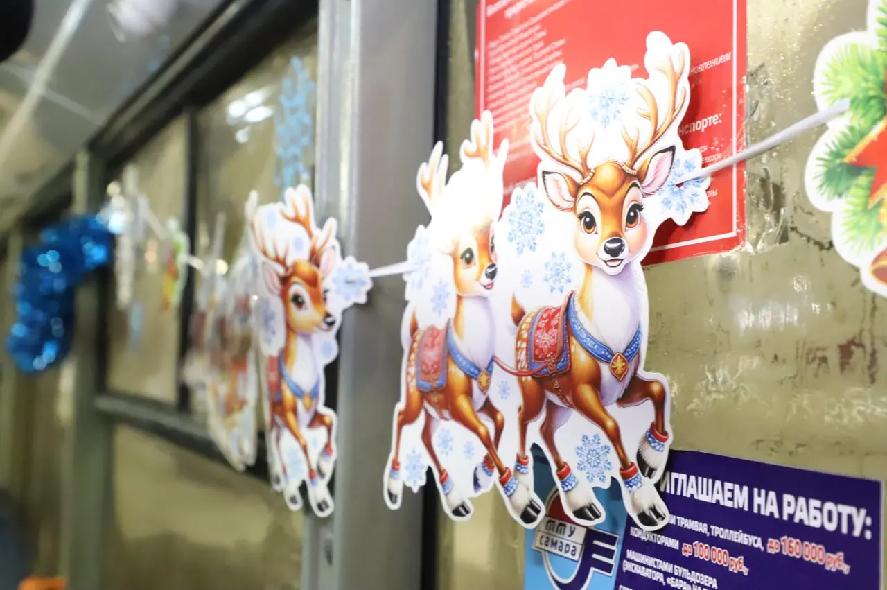 В Самаре появились снимки новогоднего троллейбуса