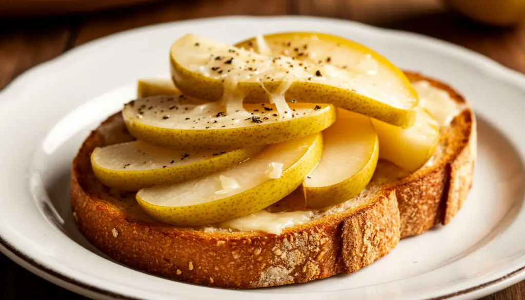 Лучшее, что можно только придумать к вину и шампанскому: груши с сыром на поджаристом хлебе — впечатляют