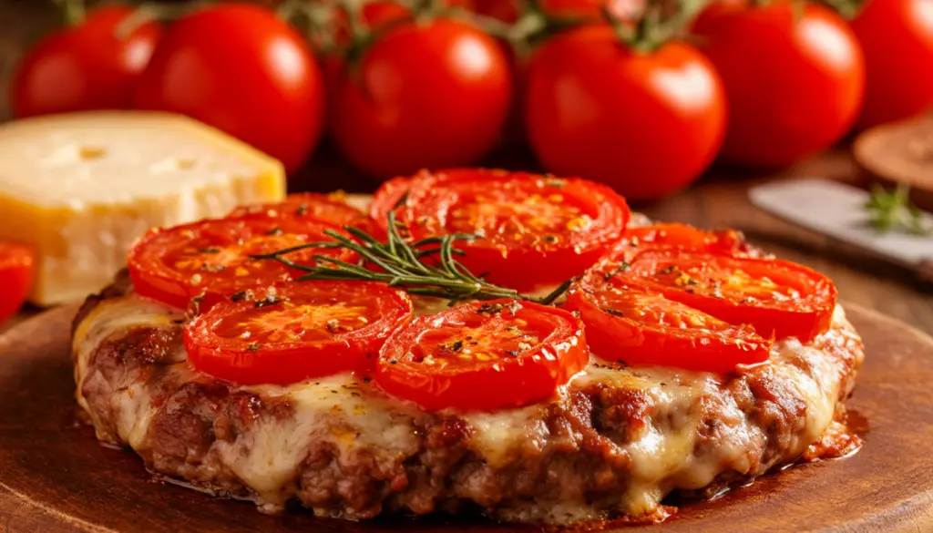 Очень лёгкий рецепт мяса по-французски: помидоры и сыр обязательно — в духовку на 30 минут